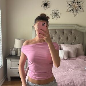 Pink Off-Shoulder Top